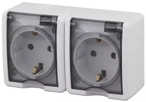 Розетка ЭРА Б0020716 11-2403-01 Эксперт белая 2-ая c/з ОУ IP54
