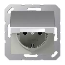 Розетка Jung A1520BFKLAL с/з с крышкой, пруж. зажим А500 алюминий