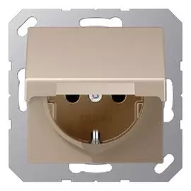 Розетка Jung A1520BFKLCH с/з с крышкой безвинт. зажим, шампань A 500