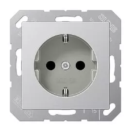 Розетка Jung A1520KIAL с/з с защитными шторками безвинт. зажим A 500 алюминий