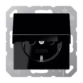Розетка Jung A1520KLSW с/з с крышкой безвинт. зажим 16A 250V A 500 черная