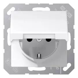 Розетка Jung AS1520KLWW с/з с крышкой безвинт. зажим AS 500 белая