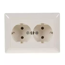 Розетка Jung AS5020U 2-ая с/з литая EcoProfi бежевая