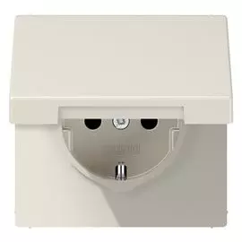 Розетка Jung LS1520KL с/з с крышкой безвинт. зажим LS 990 бежевая