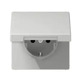 Розетка Jung LS1520KLLG с/з пруж. зажим 16A, 250V с откидной крышкой(с возвратной пружиной) светло-серая