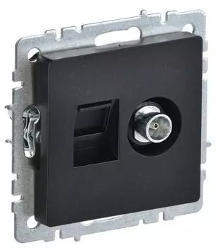 Розетка комбинированная IEK BR-AK20-1-K02 BRITE TV+RJ45 кат.5E РТВ/РК12-БрЧ Черный