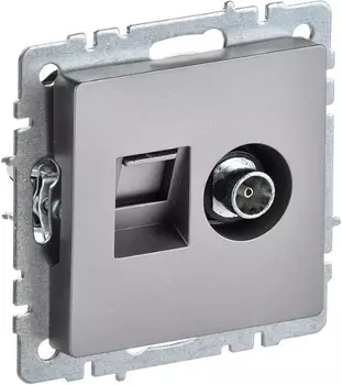Розетка комбинированная IEK BR-AK20-1-K46 BRITE TV+RJ45 кат.5E РТВ/РК12-БрС Сталь