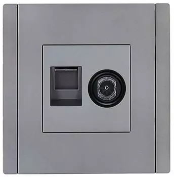 Розетка комбинированная IEK FP-AK20-1-K46 FORTE&PIANO TV+RJ45 кат.5E FP536 сталь