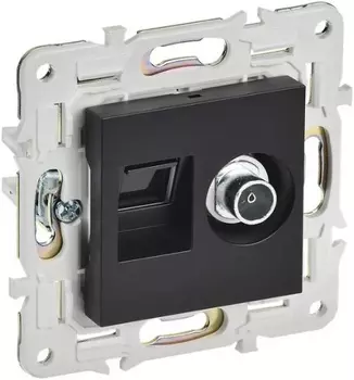 Розетка комбинированная IEK SK-AK20-1-K02 SKANDY TV+RJ45 кат.5E SK-A14Bl Черный