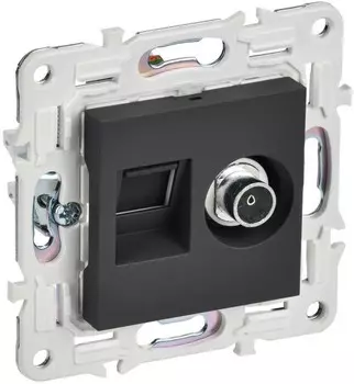 Розетка комбинированная IEK SK-AK20-1-K53 SKANDY TV+RJ45 кат.5E SK-A14G графит