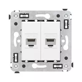 Розетка компьютерная DKC 4400664 RJ-45 без шторки в стену, кат.5е двойная, "Белое облако", "Avanti"