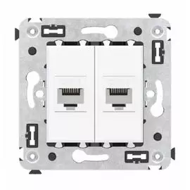 Розетка компьютерная DKC 4400694 RJ-45 без шторки в стену, кат.6 двойная, "Белое облако", "Avanti"