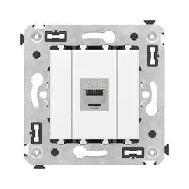 Розетка компьютерная DKC 4400763 RJ-45 без шторки в стену, кат.5e одинарная экранированная, "Белое облако", "Avanti"