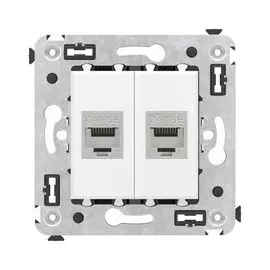 Розетка компьютерная DKC 4400764 RJ-45 без шторки в стену, кат.5e двойная экранированная, "Белое обл