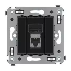Розетка компьютерная DKC 4402363 RJ-45 в стену, кат.5e одинарная экранированная, "Черный квадрат", "Avanti"