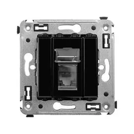 Розетка компьютерная DKC 4402373 RJ-45 в стену, кат.6А одинарная, "Черный квадрат", "Avanti"