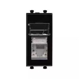 Розетка компьютерная DKC 4402391 RJ-45 модульная, кат.6 экранированная, "Черный квадрат", 1 модуль, "Avanti"
