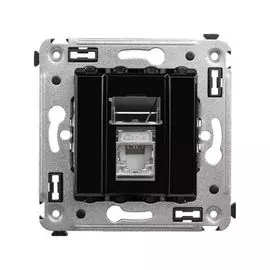 Розетка компьютерная DKC 4402393 RJ-45 в стену, кат.6 одинарная экранированная, "Черный квадрат", "Avanti"