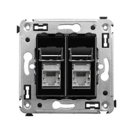 Розетка компьютерная DKC 4402394 RJ-45 в стену, кат.6 двойнаяэкранированная,"Черный квадрат", "Avanti"