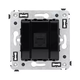 Розетка компьютерная DKC 4402663 RJ-45 без шторки в стену, кат.5е одинарная, "Черный квадрат", "Avanti"