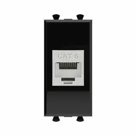 Розетка компьютерная DKC 4402791 RJ-45 без шторки модульная, кат.6 экранированная, "Черный квадрат", 1 модуль, "Avanti"