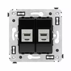Розетка компьютерная DKC 4402794 RJ-45 без шторки в стену, кат.6 двойная экранированная, "Черный квадрат", "Avanti"