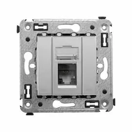 Розетка компьютерная DKC 4404293 RJ-45 в стену, кат.6 одинарная,"Закаленная сталь", "Avanti"