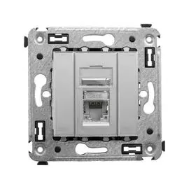 Розетка компьютерная DKC 4404393 RJ-45 в стену, кат.6 одинарная экранированная, "Закаленная сталь", "Avanti"
