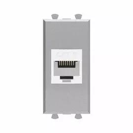 Розетка компьютерная DKC 4404691 RJ-45 без шторки модульная, кат.6, "Закаленная сталь", 1 модуль, "Avanti"