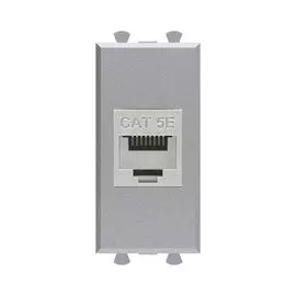 Розетка компьютерная DKC 4404761 RJ-45 без шторки модульная, кат.5е экранированная, "Закаленная сталь", 1 модуль, "Avanti"