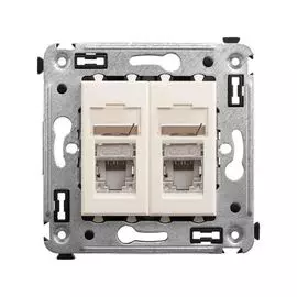 Розетка компьютерная DKC 4405394 RJ-45 в стену, кат.6 двойнаяэкранированная, "Ванильная дымка", "Avanti"