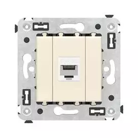 Розетка компьютерная DKC 4405663 RJ-45 без шторки в стену, кат.5е одинарная, "Ванильная дымка", "Avanti"