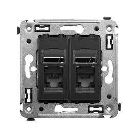 Розетка компьютерная DKC 4412294 RJ-45 в стену, кат.6 двойная,"Черный матовый", "Avanti"