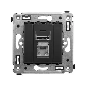 Розетка компьютерная DKC 4412363 RJ-45 в стену, кат.5e одинарнаяэкранированная,"Черный матовый", "Avanti"