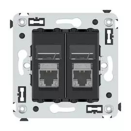 Розетка компьютерная DKC 4412394 RJ-45 в стену, кат.6 экранированная двойная,"Черный матовый", "Avanti"