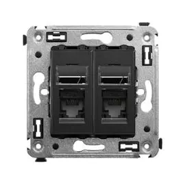 Розетка компьютерная DKC 4412464 RJ-45 в стену, кат.5e двойная, "Черный матовый", "Avanti"