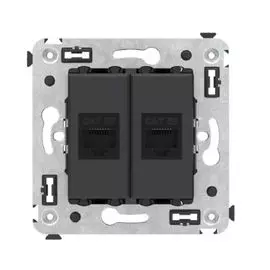 Розетка компьютерная DKC 4412664 RJ-45 без шторки в стену, кат.5е двойная, "Черный матовый", "Avanti"