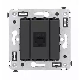 Розетка компьютерная DKC 4412694 RJ-45 без шторки в стену, кат.6 двойная, "Черный матовый", "Avanti"