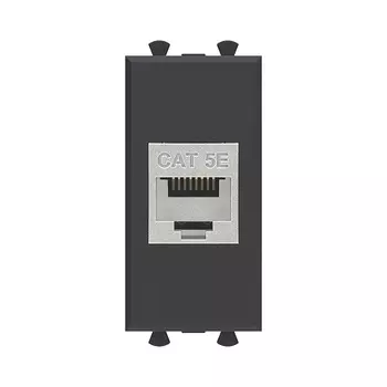 Розетка компьютерная DKC 4412761 RJ-45 без шторки модульная, кат.5е экранированная, "Черный матовый", 1 модуль, "Avanti"