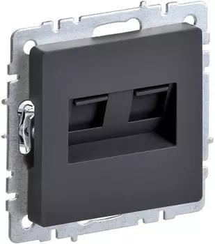 Розетка компьютерная двойная IEK BR-K20-2-K53 BRITE RJ45 кат.6 РК11-2-БрГ Графит