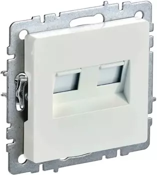 Розетка компьютерная двойная IEK BR-K20-1-K36 BRITE RJ45 кат.5E РК10-2-БрЖ Жемчужный