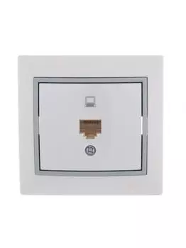 Розетка компьютерная Lezard 701-0215-139 1-м СП Mira RJ45, белый/серебро