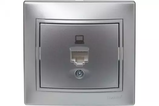 Розетка компьютерная Lezard 701-1010-139 1-м СП Mira RJ45 серый металлик