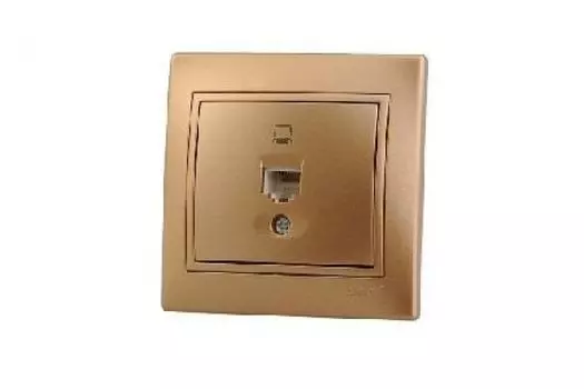 Розетка компьютерная Lezard 701-1313-139 1-м СП Mira RJ45 металлик золото
