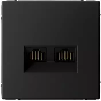 Розетка компьютерная Systeme Electric GAL001088 ArtGallery двойная RJ45+RJ45, кат.6А, механизм, Карбон