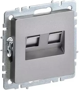 Розетка компьютерная+телефонная IEK BR-KT20-O-1-K46 BRITE RJ11+RJ45 кат.5E РК/Т12-БрС Сталь