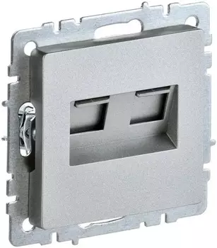 Розетка компьютерная+телефонная IEK BR-KT20-O-1-K47 BRITE RJ11+RJ45 кат.5E РК/Т12-БрА Алюминевый