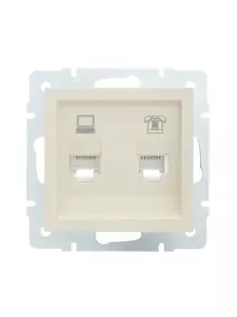 Розетка компьютерная+телефонная Lezard 742-0388-143 1-м СП Vesna механизм кремовая