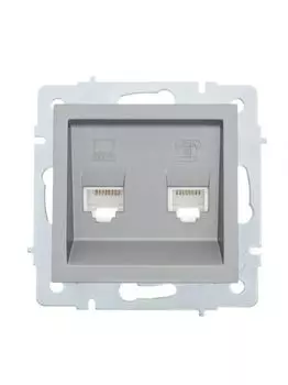 Розетка компьютерная+телефонная Lezard 742-3588-143 2-м СП Vesna механизм платина