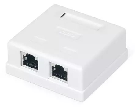 Розетка компьютерная WRLine WR-WS-8P8C-C5E-SH-2 RJ-45, категория 5e, экранированная, двойная, внешняя, Dual IDC, цвет белый